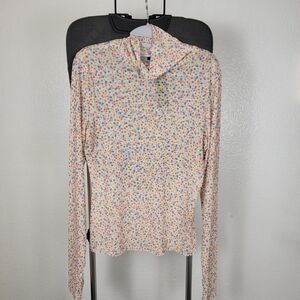 REVOLVE AFRM Zadie Semi Sheer Turtleneck Ditsy Floral size XL